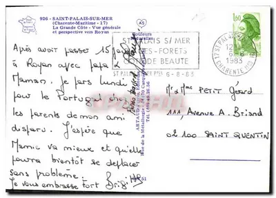 Saint-Palais-sur-Mer — General View and Perspective towards Royan — Publisher Artaud — Back