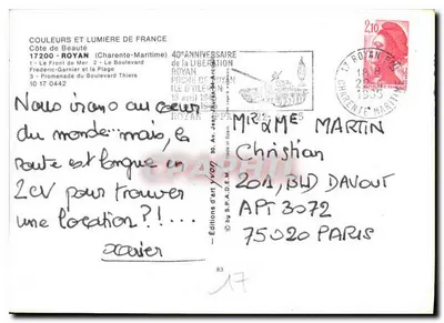 Royan — Lembrete de Royan — Edições Cores e Luz da França — Verso