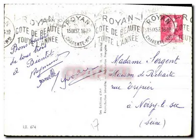 Plaża Royan — Wybrzeże Piękności — Éditions d'Art Royan — Rewers