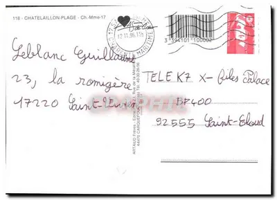 Châtelaillyon-Plage — widok panoramiczny i port — wydawca Artaud Frères — Rewers