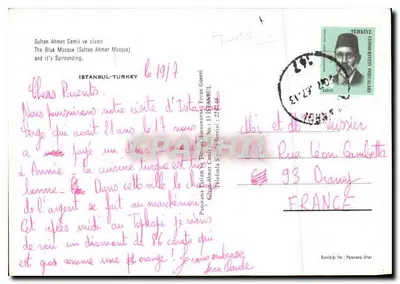 Mesquita Azul (Sultan Ahmet Camii) — Istambul, Turquia — editor Panorama Ohnet, n° 48 — Verso