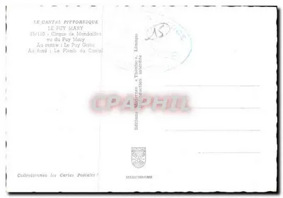 Pitoreski Cantal — Le Puy Mary widziany z Puy Griou — Wydawnictwo Théophile w Limoges — Rewers