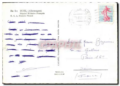 Französisches Militärkrankenhaus in Buhl (Deutschland) — H.C.A. Francis Picaud — Verlag CAPARU, Serie EUROCOLOR MP — Rückseite