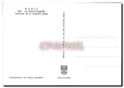 La Sainte-Chapelle — Wnętrze niższej kaplicy — Wydawnictwo Diplôme, Paryż — Rewers