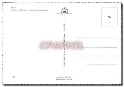 Paryż — Święta Kaplica i Pałac Sprawiedliwości — wydawca LYNAL, nr 1107 — Rewers