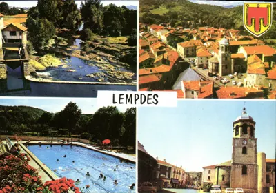 Lempdes — vista do rio, do vilarejo, da piscina e da igreja — Éditions du LYS