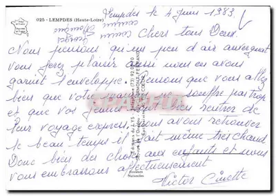 Lempdes — vista do rio, do vilarejo, da piscina e da igreja — Éditions du LYS — Verso