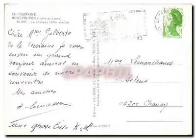 Zamek Montpoupon — Touraine — Éditions Valoire — Rewers