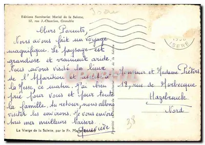 Dziewica z Salette — statua — Wydawnictwo Sekretariatu Maryjnego z Salette — Rewers