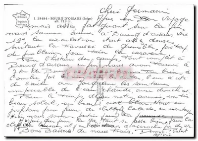 Bourg d'Oisans — widok panoramiczny, woda, kwiaty, obozowisko i basen — Wydawnictwo Francuskie — Rewers