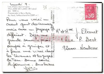 Turystyczne Alpy — Spacer w Bois-Barbu (1050 m) — Éditions Grenoble SPADEM — Rewers