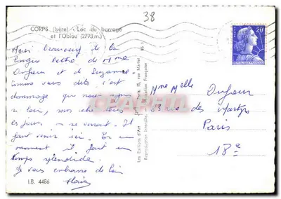 Lago do barragem e o Obiou (2793 m) — CORPS (Isère) — Les Editions Françaises — Verso