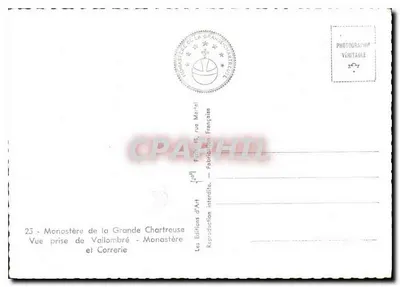 Klasztor Grande Chartreuse — Widok z Vallombroë i Correrie — Wydawnictwo Sztuki — Rewers
