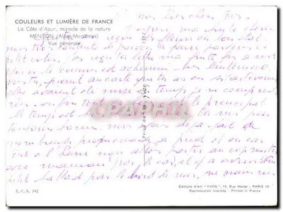 Menton (Alpes-Maritimes) — Algemene uitzicht — Edities van Kunst 'YVON' — Achterkant