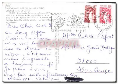 Loches — Zamek, kościoł św. Ours, brama Królewska — Wydawnictwo Valoire — Rewers
