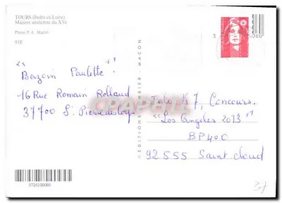 Stara budowa XV wieku — Tours — Wydawnictwo Combier - Macon — Rewers