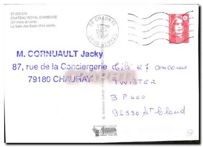 Krolewska Pałac w Amboisie — Sala Stanów (XV wiek) — Wydawnictwo Gaud — Rewers