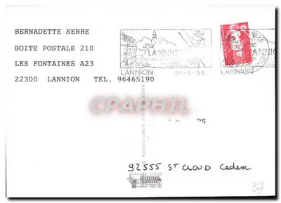 Jadalnia pałacu w Lannion — Wydawnictwo Gaud — n° 92555 — Rewers