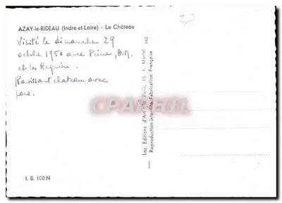 Azay-le-Rideau (Indre-et-Loire) — Zamek — Les Éditions d'Art — Rewers
