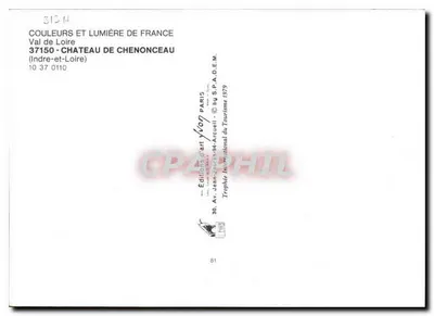 Schloss Chenonceau — Panoramablick — Éditions Jean-Yvon-Arcueil, n° 37150 — Rückseite