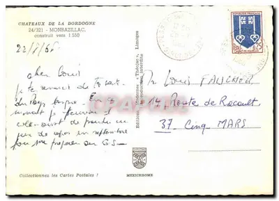 Zamek Monbazillac — zbudowany około 1550 — Wydawnictwo Mexichrome, n°24/321 — Rewers
