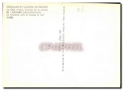 Cannes - La Croisette w stronę Suquetu w nocy — Couleurs et Lumière de France, nr 06 — Rewers