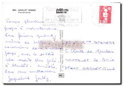 Anglet Côte Basque — vista aérea — Edições Lavielle n°564 — Verso