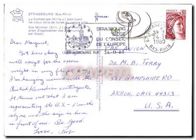 Strasbourg — widok z lotu z katedrą — Wydawnictwo 'La Cité' Strasbourg — Rewers