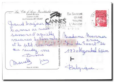 Cannes — nocny widok portu — Wydawnictwo AZUR RIVIERA — Rewers