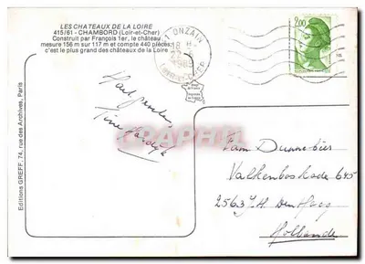 Chambord — Zamek Loary — Éditions GREFFE — Rewers