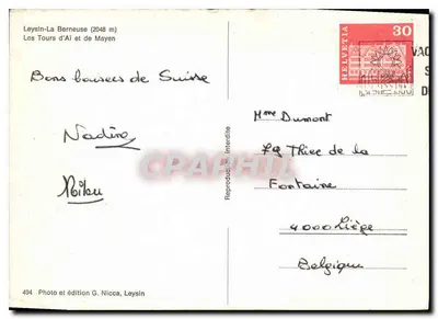 Wieża Ai i Mayen — Leysin-La Berneuse (2048 m) — Fotografia i wydanie G. Nicca, Leysin — Rewers