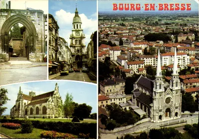 Bourg-en-Bresse — vista panorâmica e monumentos — Edição Gellard, N° 10