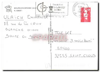 Bourg-en-Bresse — vista panorâmica — Éditions de France N.52637 — Verso