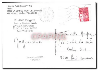 Hôtel Le Petit Casset — wydawca Difucolor, nr 74 00 06 — Rewers