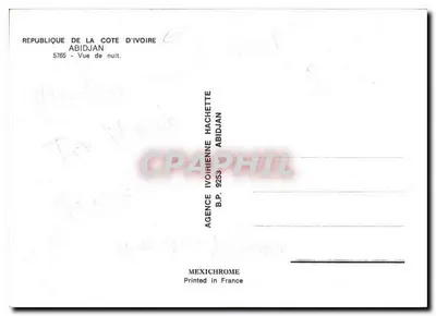 Abidjan — Vista noturna — Agência Ivoiriana Hachette — Verso