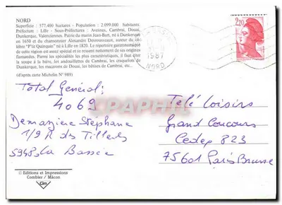 Norte — Carta turística com vignettes de cidades — Éditions et Impressions Combier / Mâcon — Verso