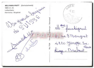 Melchsee-Frutt — Zasneżone góry i teleferyk — Verlag Engelberger, n° 7124 — Rewers