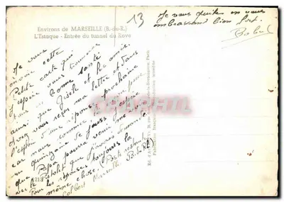 L'Estaque - Entrada do túnel do Rove — Em torno de Marselha (B.-du-R.) — Ed. A. Raby, 38, rue Spontin, Marselha — Verso
