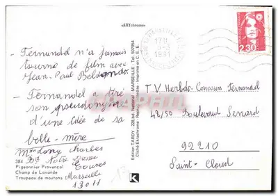 A Provência — paisagem de lavanda, aldeia, cigarrinha e rebanho — Edição Tardy, n° 48/50 — Verso
