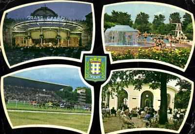 Vichy — Grand Casino, piscine, hippodrome, source thermale — éditeur inconnu, n° de série 123