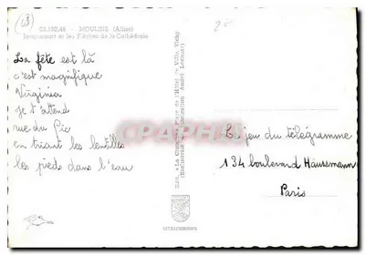 Moulins (Allier) — Jacquemart e as Flechas da Catedral — Edição La Chambre d'Amélioration André Laconte — Verso