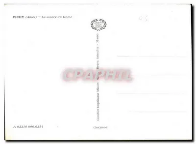Vichy (Allier) — La source du Dôme — Combier Imprimeur Mâcon — Verso