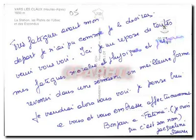 Vars Les Claux — Estação das pistas de l'Ubac e dos Escondus — Editor: EDY — Verso