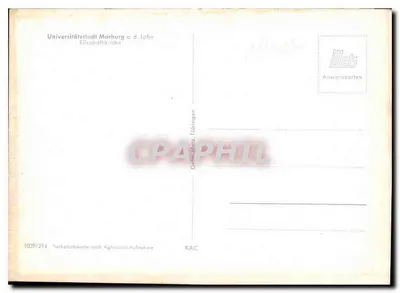 Uniwersytet w Marburgu nad Lahnem — Kościół św. Elżbiety — Metz Ansichtskarten — Rewers