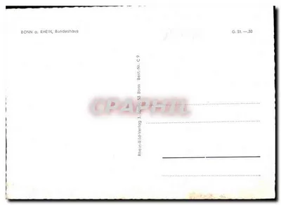 Bonn - Bundeshaus — widok budynku i Renu — wydawca Rhein-Bild-Verlag — Rewers