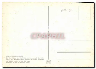 Hamburgo — casas antigas sobre Nicolaifleet — editor Redlore, n° 920/163 — Verso