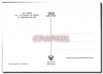 Lac Léman — Zamek Chillon i autostrada w nocy — Wydawnictwo Jaeger & Cie — Rewers