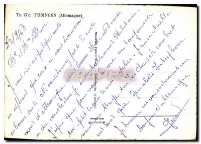 Widok miasta Tübingen — wydawca CARL AHU, Strasbourg, nr 27c — Rewers
