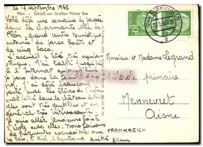 Plön — Zamek nad dużym jeziorem Plöner — Wydawnictwo Ertl Müller & Sohn, nr M 5/5-198 — Rewers