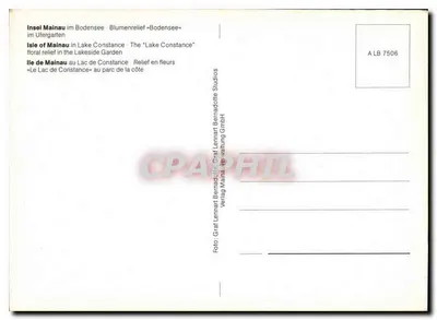 Insel Mainau no Lago de Constança — Alívio Floral «Lago de Constança» — Verlag Lennart Bernadotte GmbH, n° LB 7506 — Verso